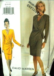3797 EZ MOCK WRAP OVERLAY DRAPE LS DRESS PATTERN 6-16